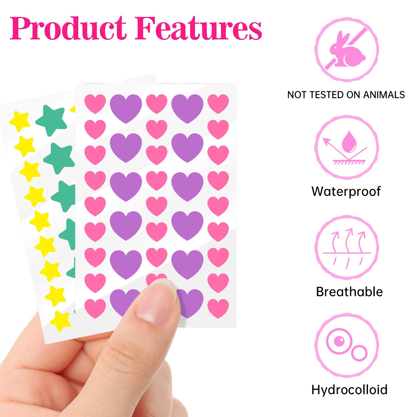 Peach Heart Color Multi-shape Acne Patch