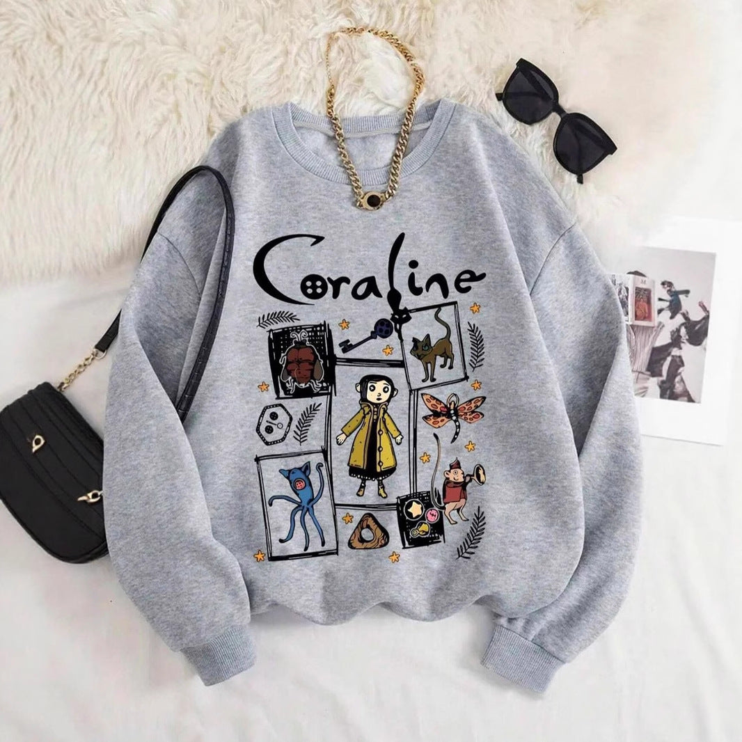 Cartoon Coralin Printed Ins Trendy Cool All-match Women's Sweater
