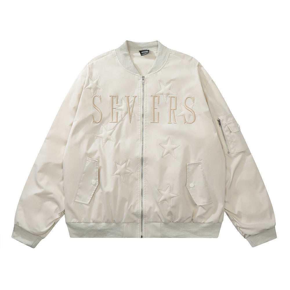 Letter XINGX Embroidered Stand Collar Jacket