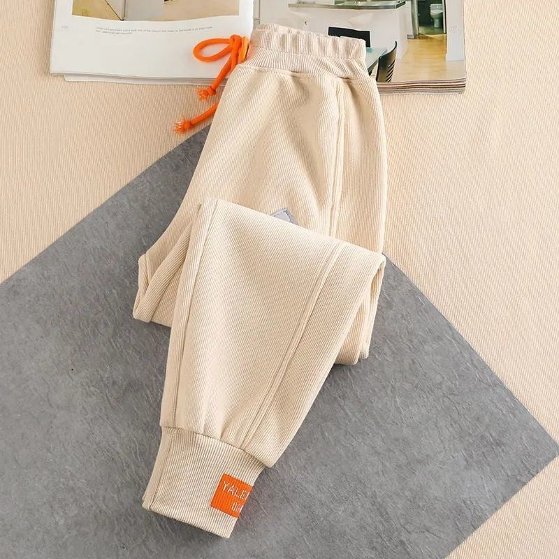 Loose-fit Tappered Trousers Children's Velvet Padded Slimming Sports Harem Sweatpants