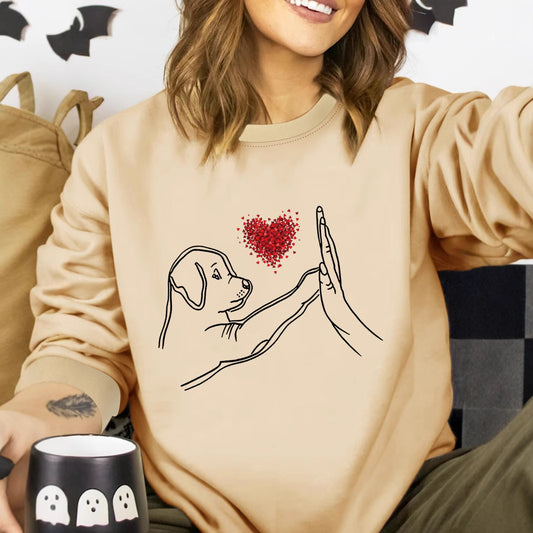 Dame Løs Sort Rundhals Sweatshirt Efterår Og Vinter