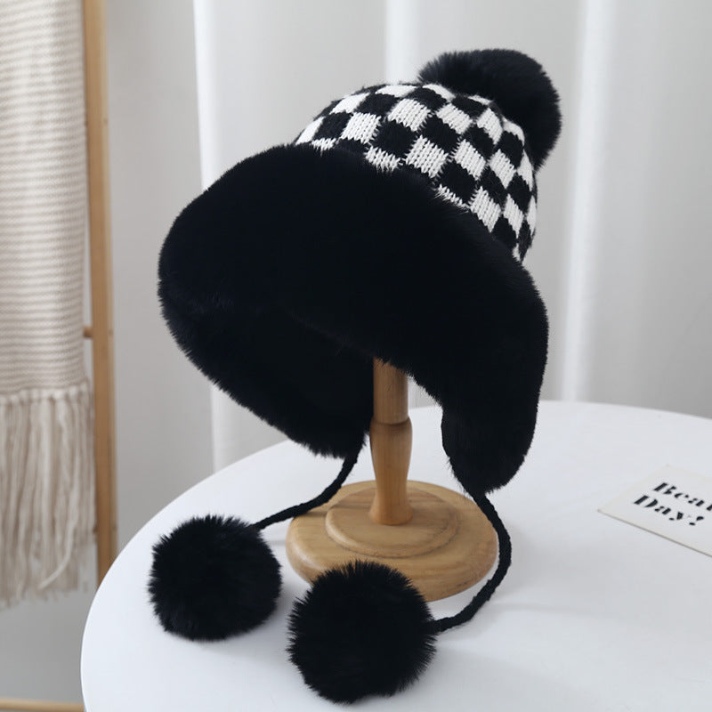 Korean Checkerboard And Fuzzy Lei Feng Hat