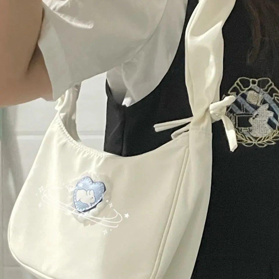 Women's Fashion Simple Love Rabbit Pleated Drawstring Handbag