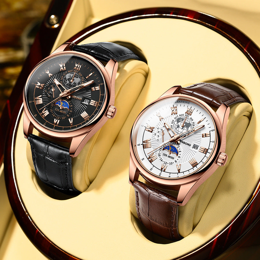 Men's Waterproof Luminous Wrist Belt Moon Quartz Watch