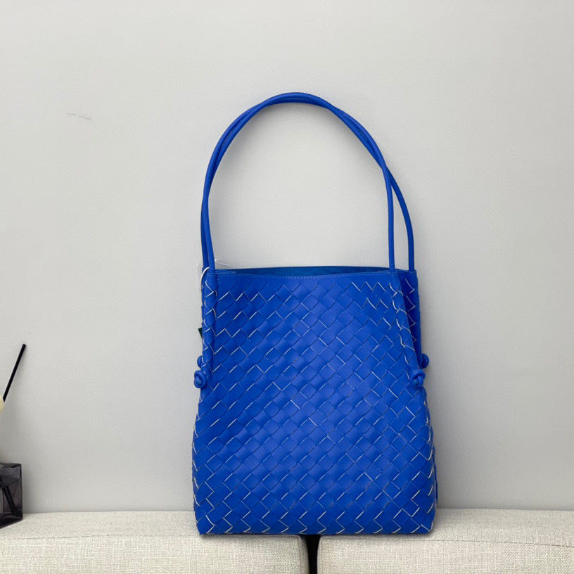 Women's Fashion Head Layer Cowhide Woven Shoulder Bag