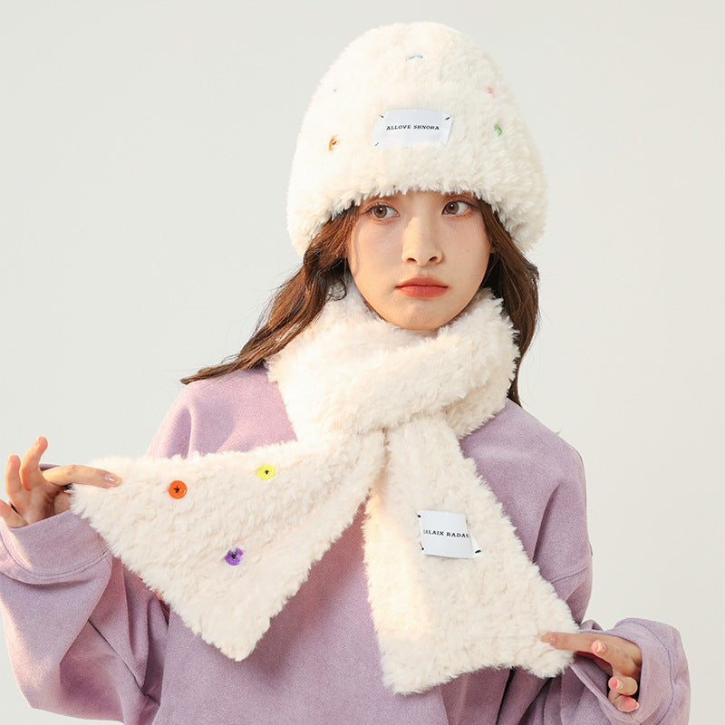 Women's Winter Button Versatile Wool Hat