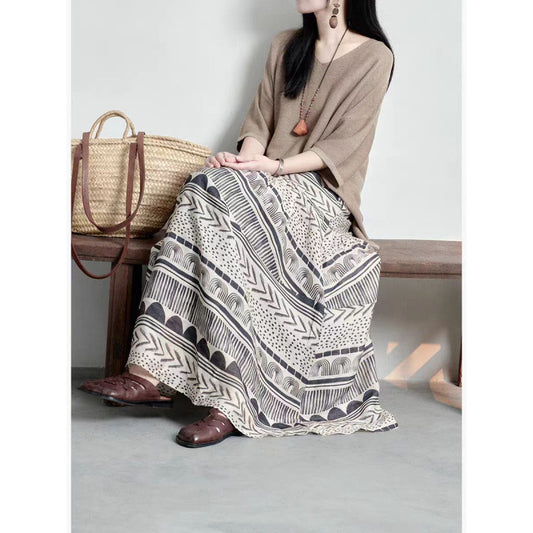 Color Contrast Patchwork Skirt Design Sense Niche Slimming Large Hem A- Line Dress