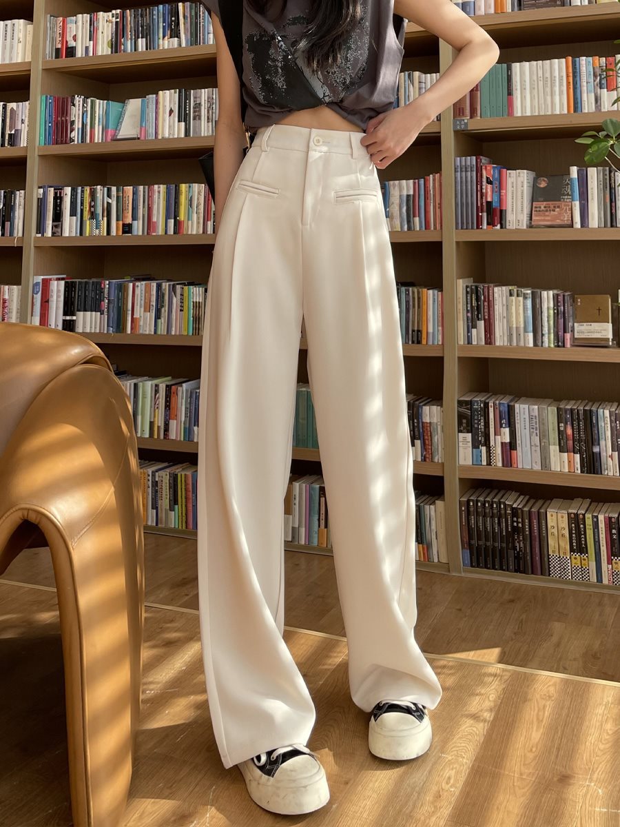 Casual High Waist Drooping Suit Mopping Purple Pants