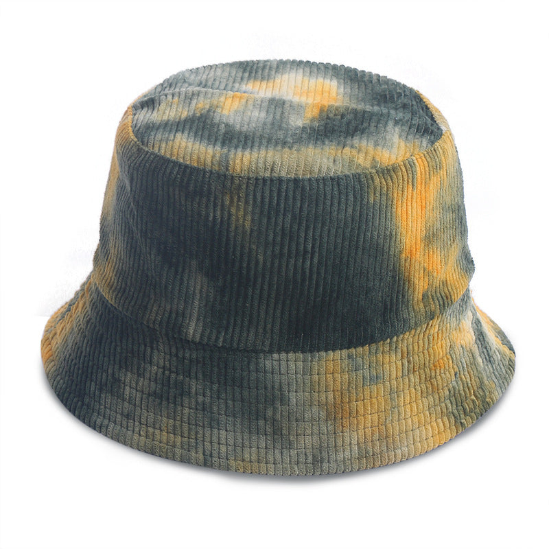 Tie-dyed Corduroy Fisherman Hat Women's Autumn And Winter