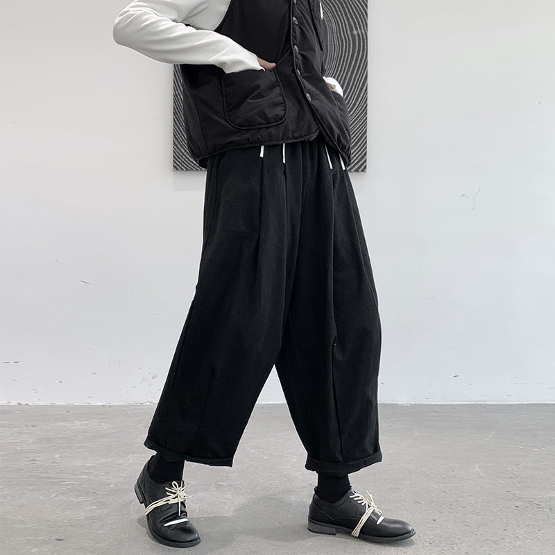 Wide-leg Casual Pants Female Corduroy Loose Color Matching Design