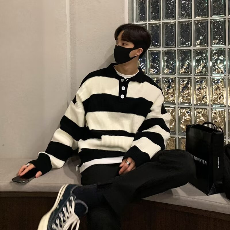 Coat Sweater Men's Loose All-matching Striped