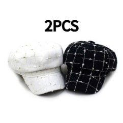 Black And White Plaid Woolen Hat Casual