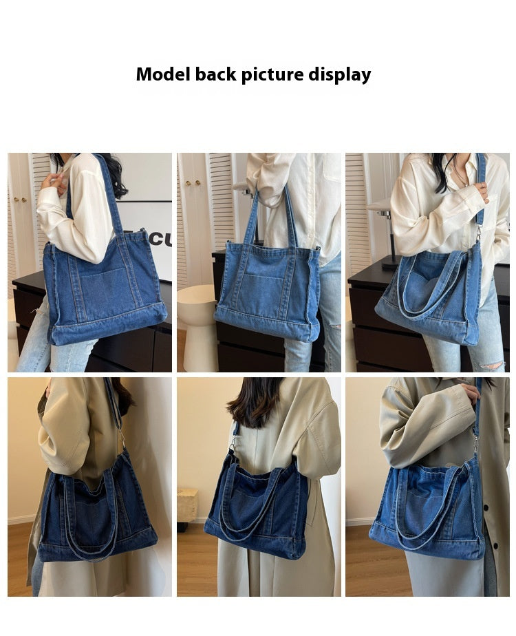 Women's Denim Fashion Large Capacity Shoulder Commuter Handbag