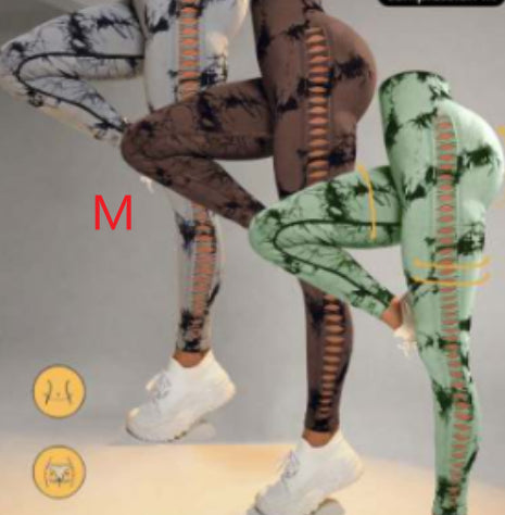 Sports Breathable Quick-drying Side Hollow Tie-dye Yoga Pants