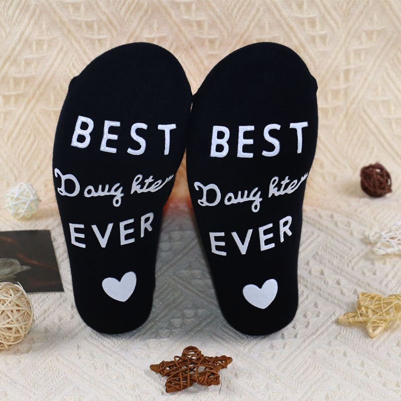Cotton Mid-calf Length English Alphabet Socks