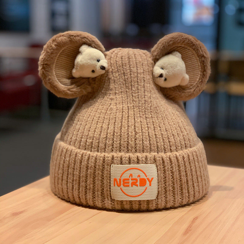 Three-dimensional Bear Woolen Women's Thickened Warm Knitted Hat