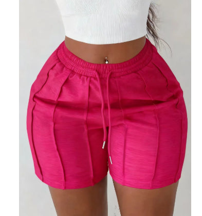 Women's Summer Solid Color Casual Drawstring Shorts