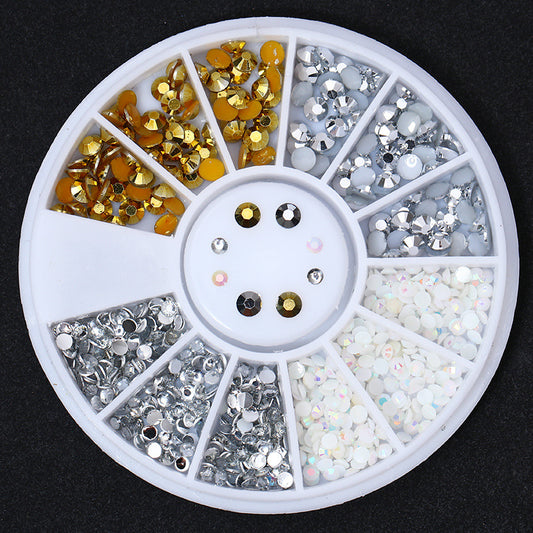 Nail Disc Ornament Nail Crystal Electroplating Rivet Metal Jewelry Gold And Silver Magic Color Flat Bottom Rhinestone Disc