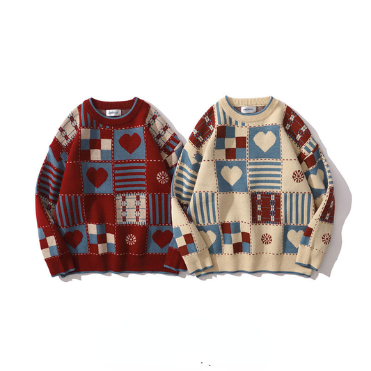 Nichepar Amerikansk Retro Løs Langærmet Sweater