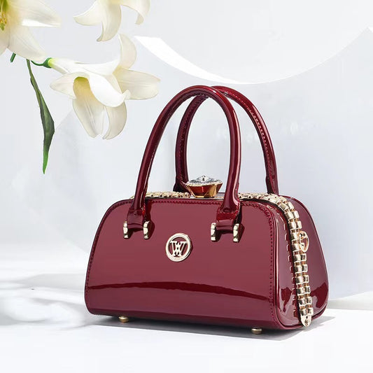 Skinnende læder diamantudsmykket enkel og elegant dame taske multifunktionel aftenclutch