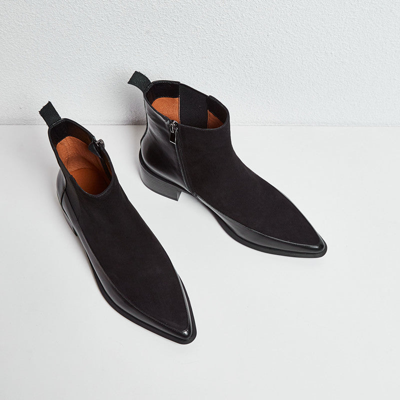 Frosted Martin Boots With Mid-heel Ankle Boots