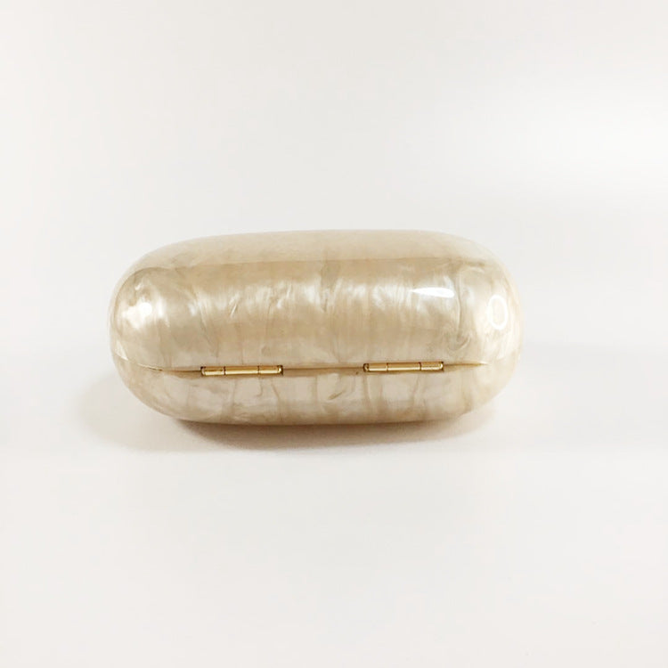 Women's Oval Acrylic Solid Color Pearly Evening Bag
