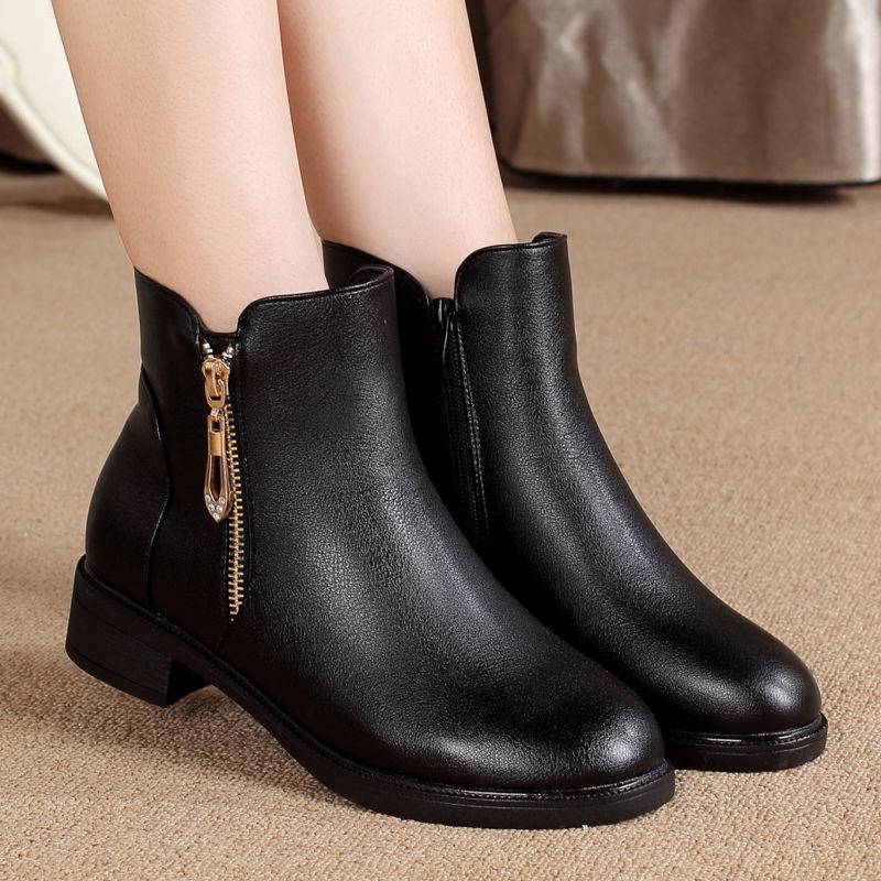 Women's Thick-heeled Non-slip Round Toe Soft-soled Martin Boots