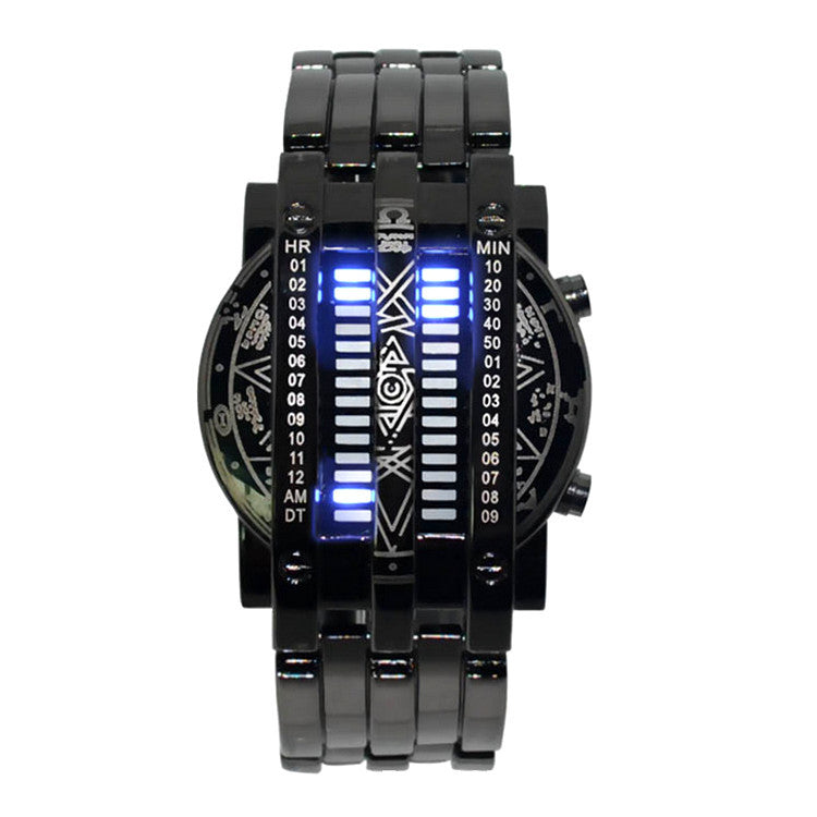 Creative Double Row Light Binary Steel Band LED Watch