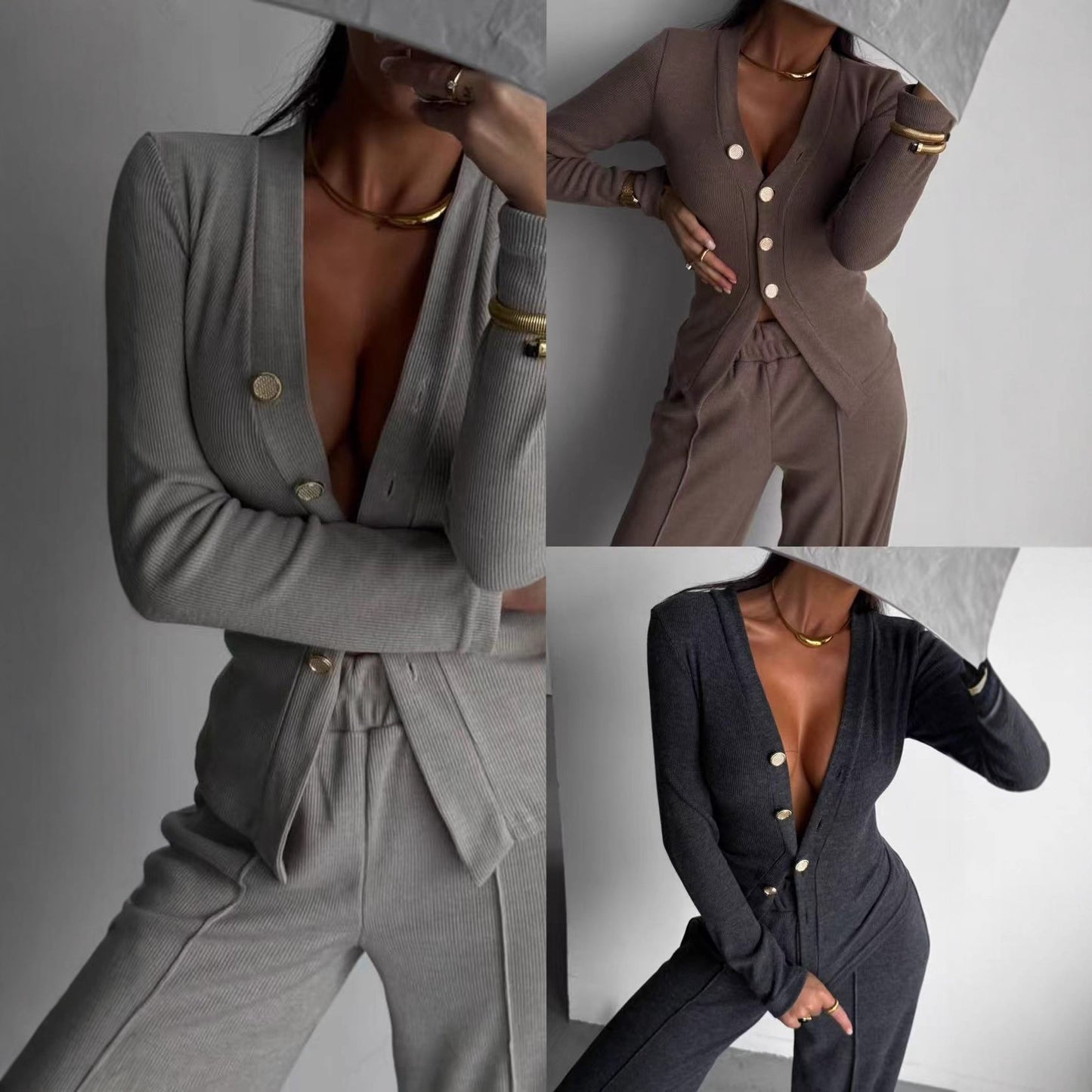 Women's Casual Button-Up Top And Pants Set