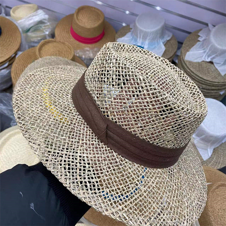 Women's Salty Grass British Retro Flat Top Straw Hat