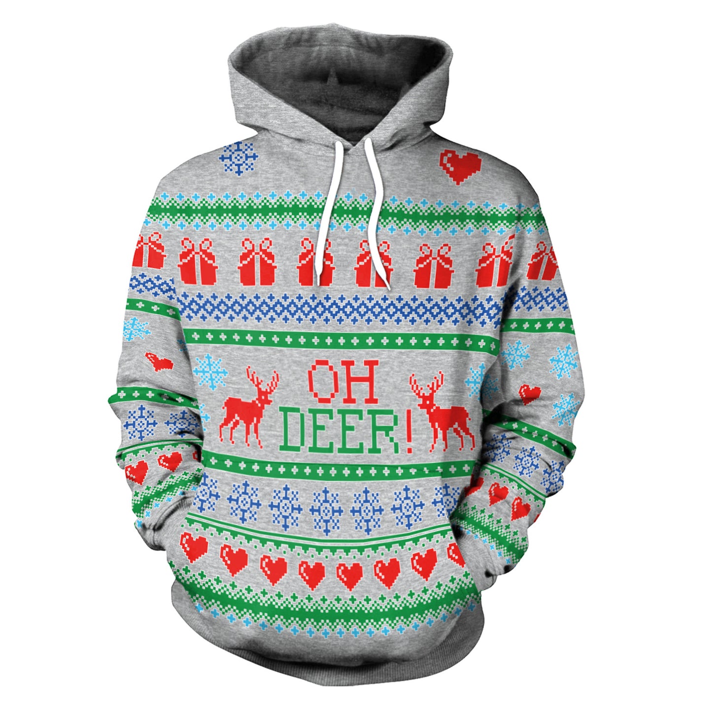 Christmas Women's Loose Versatile Hooded Creative Digital Printed Sweater Performance Dress