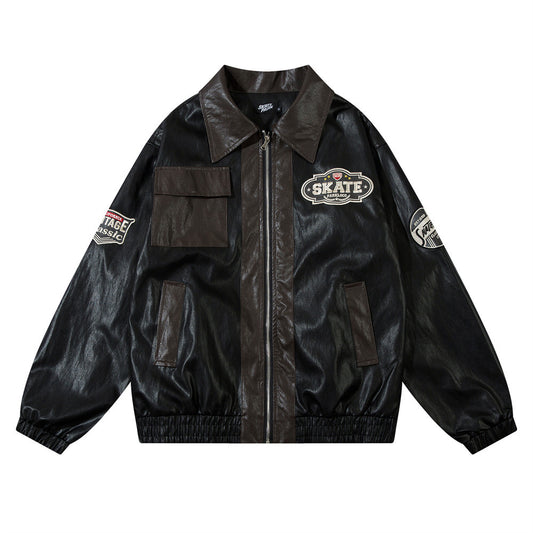 Loose PU Leather Jacket Men's Coat