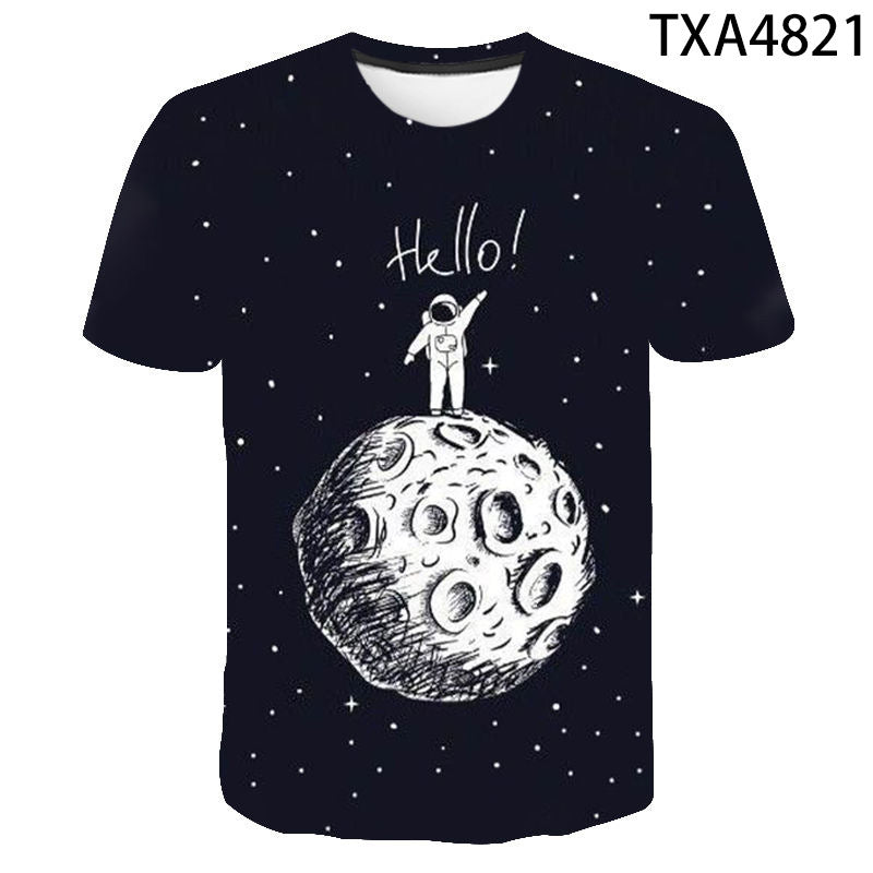 Summer Fashion Astronaut Starry Sky 3D Digital Print T-Shirt
