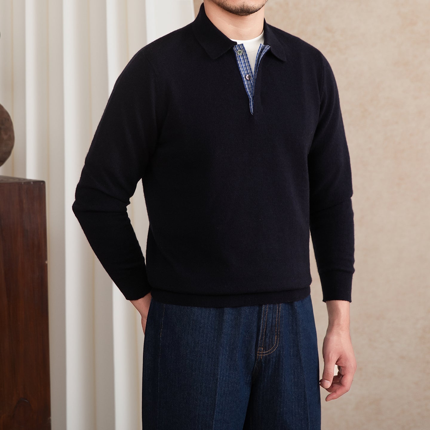 Slim-fit Lapel Polo Shirt Wool Knitted T-shirt