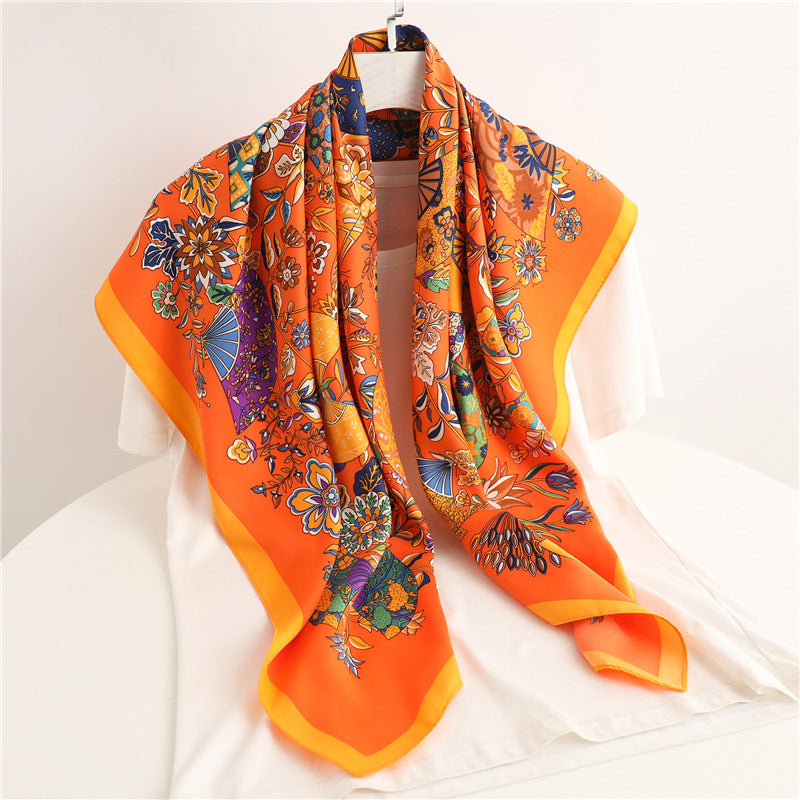 Ladies Fashion Simple Retro Printed Square Scarf