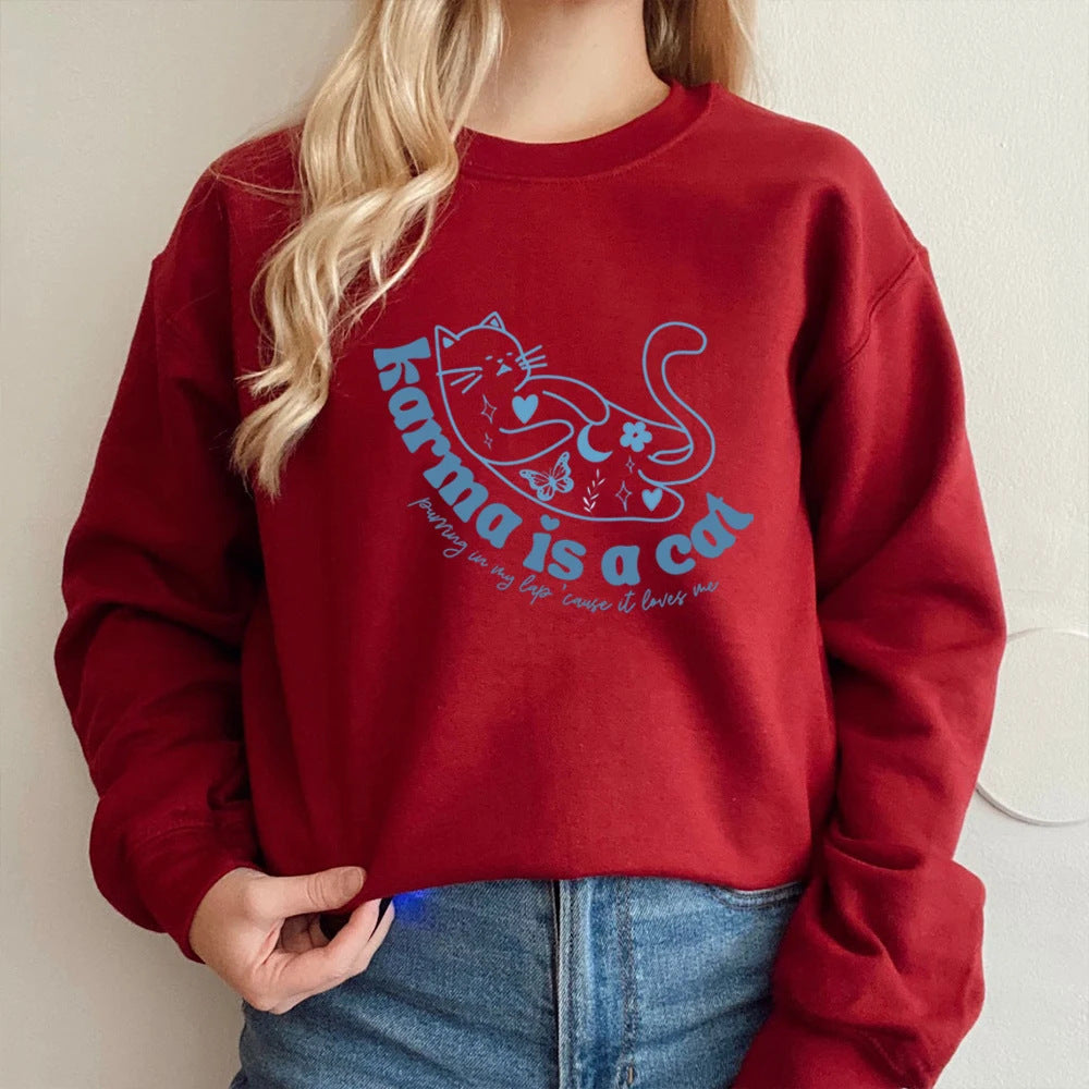 Retro sweatshirt til kvinder med rund hals