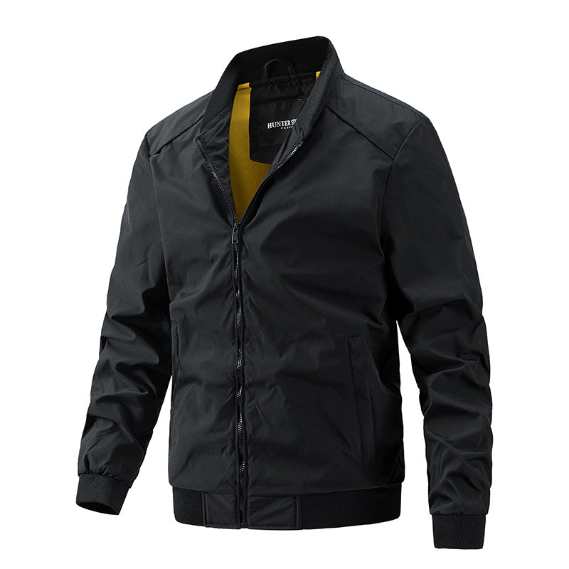 Men's Stand Collar Jacket Thin Baseball Jacket Zipper Coat