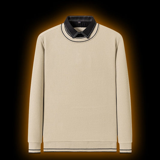 Men's False Two Pieces Velvet Padded Bottoming Shirt