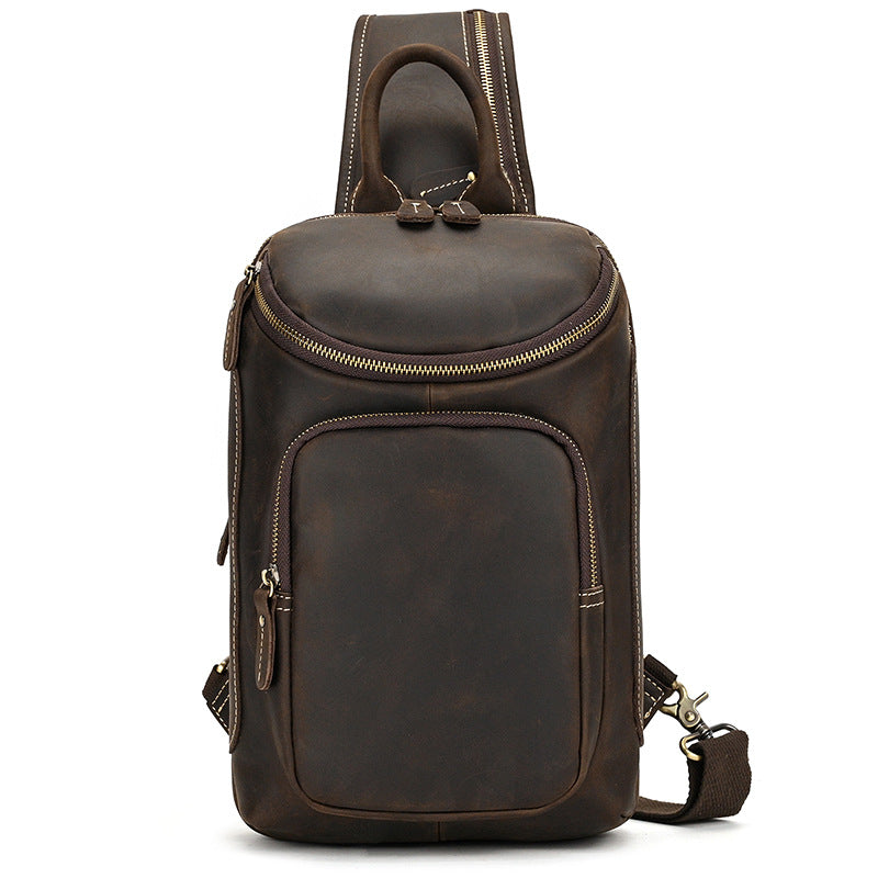 Men's Retro Crazy Horse Skin Shoulder Bag