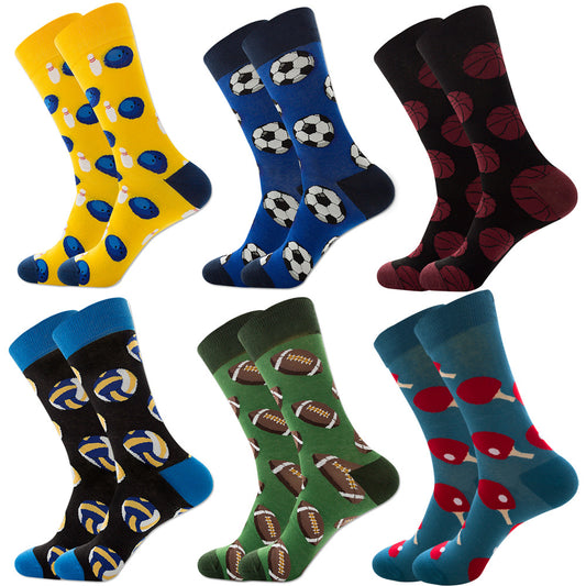 Animal Fruit Geometric Printing Six-color Combination Men's Socks