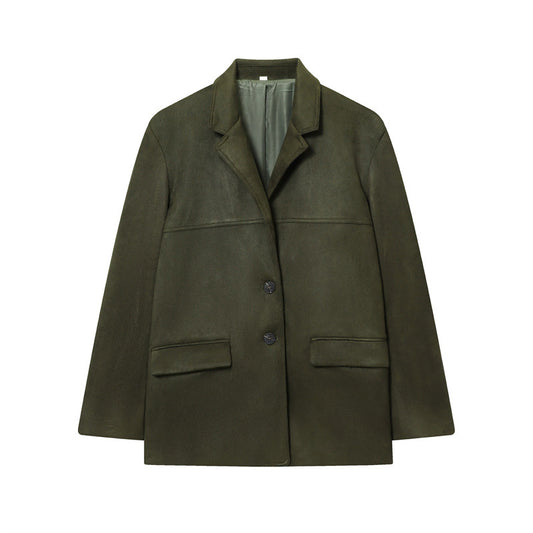 Solid Color Loose Casual Coat Shorts Suit Women