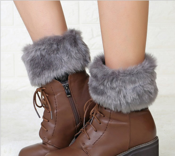 Korean Version Autumn And Winter Short Turned Fur Warm Leg Boots