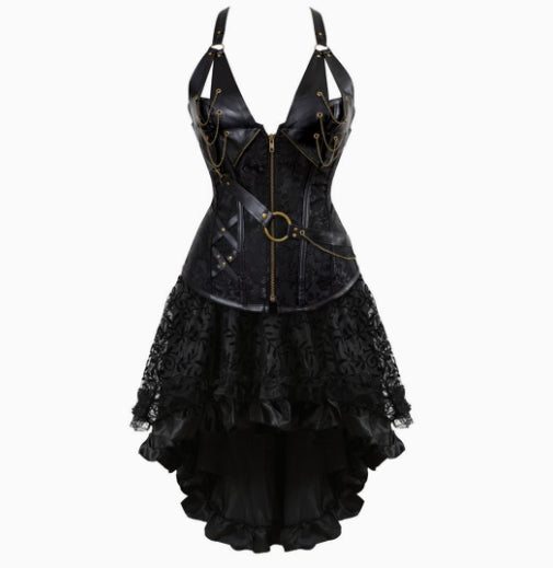 Womens Steampunk Bodycon Dress Pirate Shirt Gothic Corset Bustier