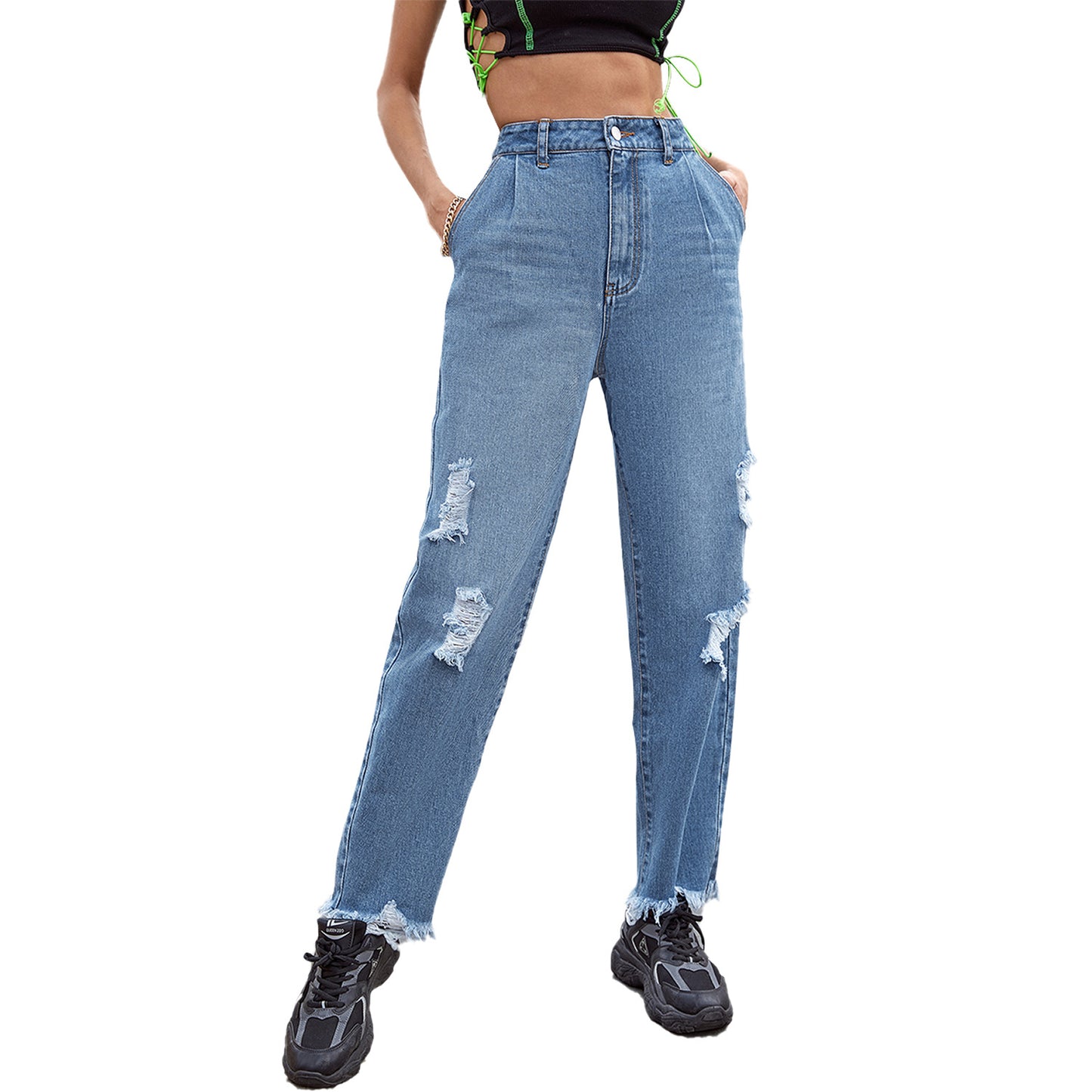 Style Jeans Women's New Straight Leg Pants Loose Harem Trousers