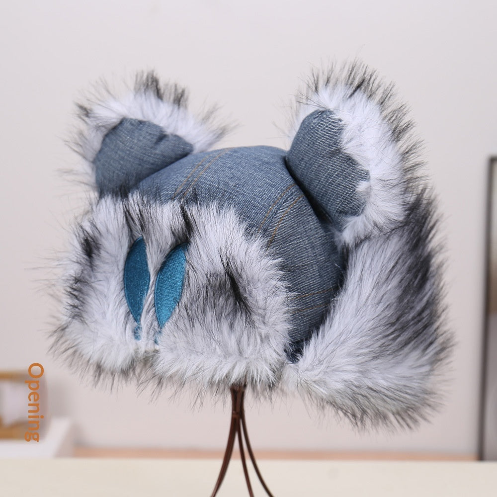 Stylish Versatile Denim Earflap Hat With A Chic Textured Feel And Cozy Fleece Lining