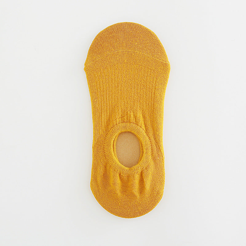 Pure Color Invisible Cotton Ladies Socks