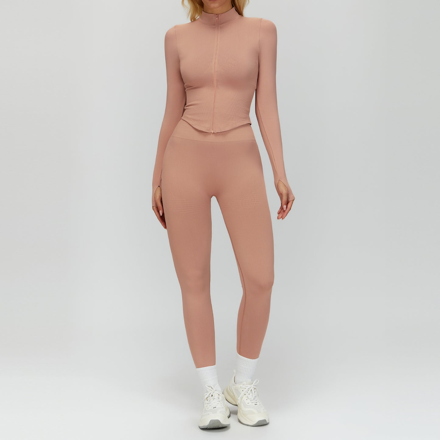 Seamless I-shaped Back-enhancing Workout Set For Women With Ribbed Waist-cinching Design