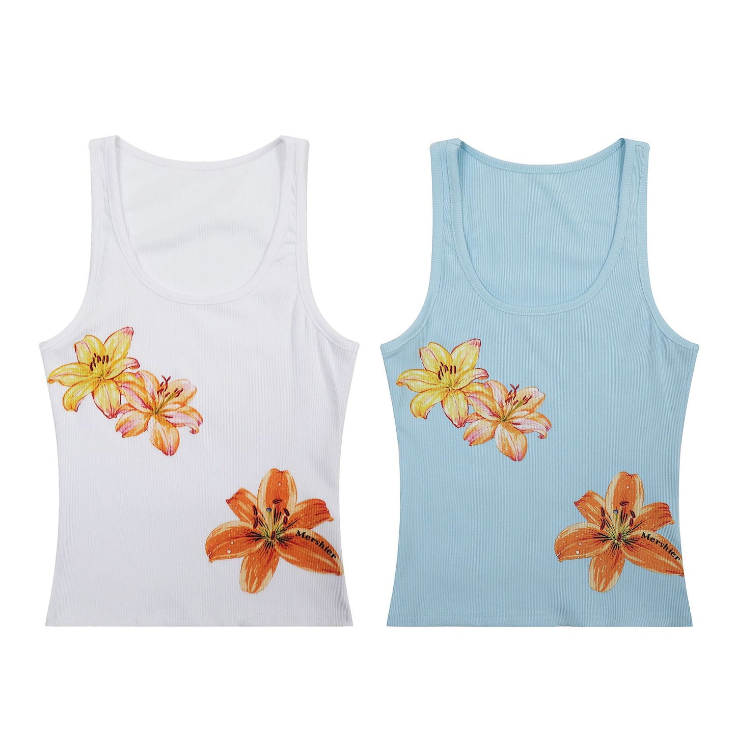 American Hot Girl Floral Print I-shaped Camisole