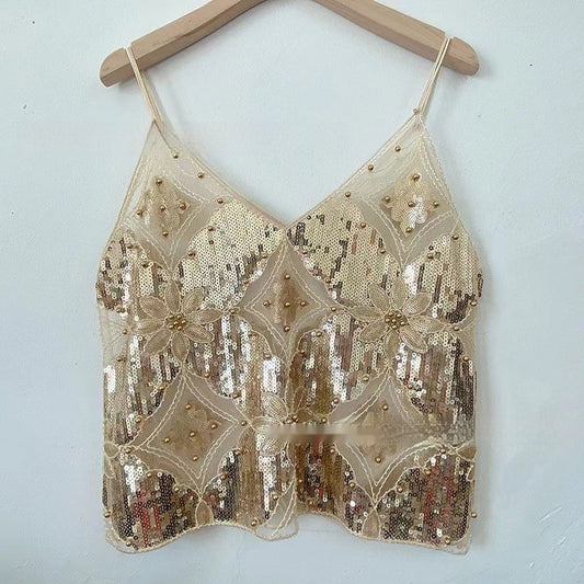 Niche Women's Heavy Embroidery Sequins Beaded Sling