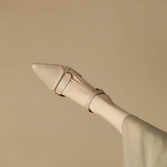Pointed Toe Chunky Heel Retro Closed Toe Women's Sandals